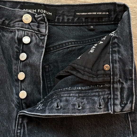 Aritzia Denim Forum The Farrah High Rise Wide Leg Jeans Black Eyeliner Size 26 - Picture 11 of 14